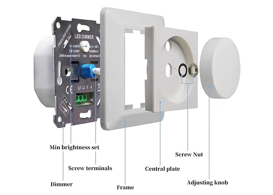 European Standard Thyristor Dimmer Switch Rear Cut 200W fireproof